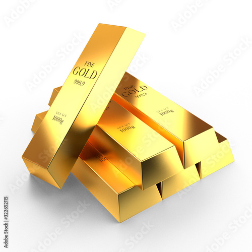 Gold ingots - bank/ treasure/ weath concept - 3D illustration