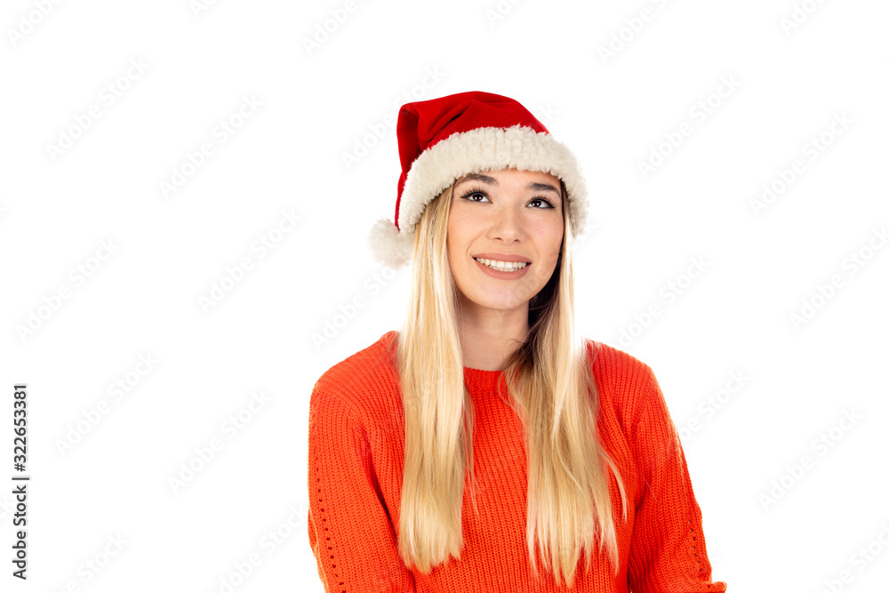 Young woman with Christmas hat