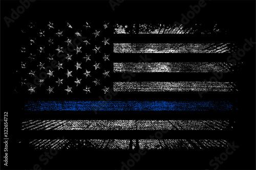 GRUNGE USA POLICE WITH THIN BLUE LINE VECTOR