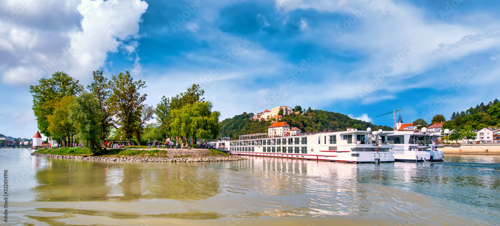 Fototapeta premium Passau Blick auf die beiden Flüsse