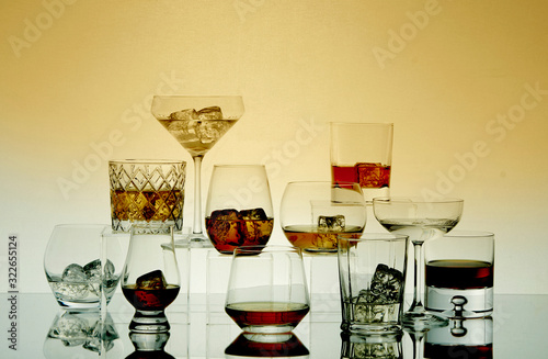 Studio shot of dark liquors