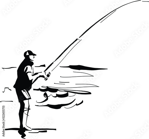 fisherman with rod and fishing reel