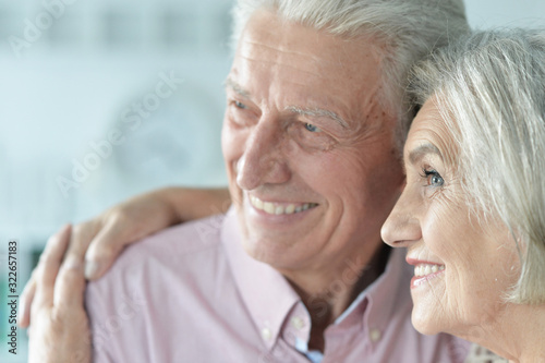 Portrait of cheerful senior couple at home