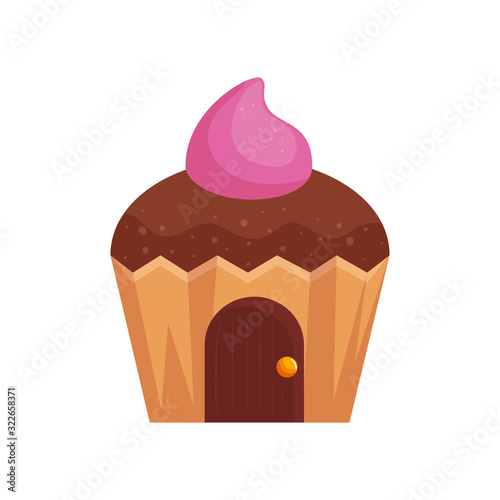 cupcake house delicious isolated icon