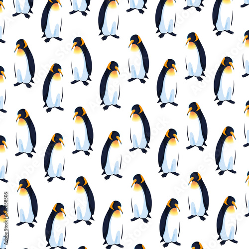 pattern of emperor penguins on white background