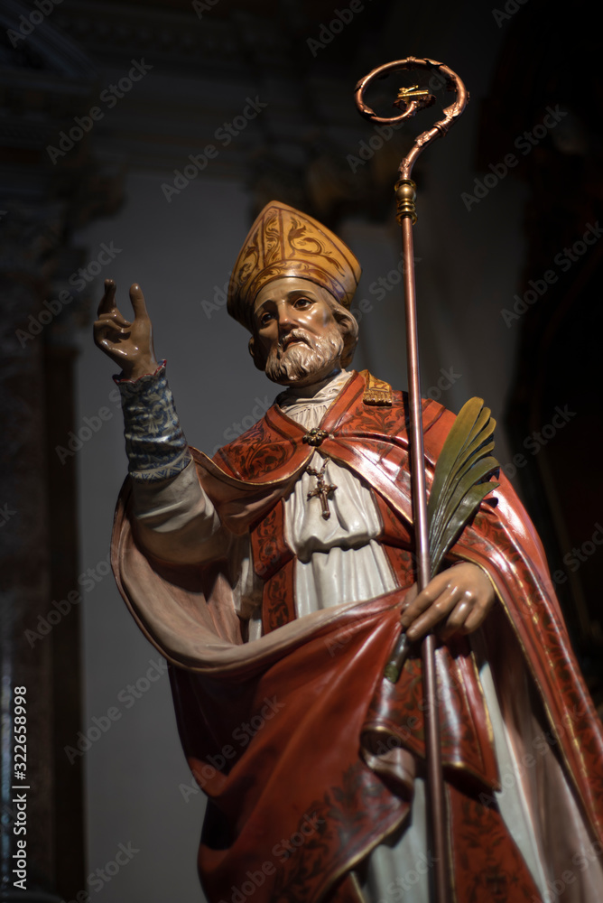 Fototapeta premium Valentine's day image. Statue of the saint in the basilica of the Italian city of Terni.