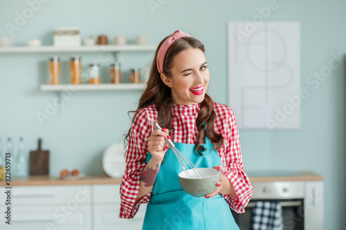 Beautiful housewife cooking...