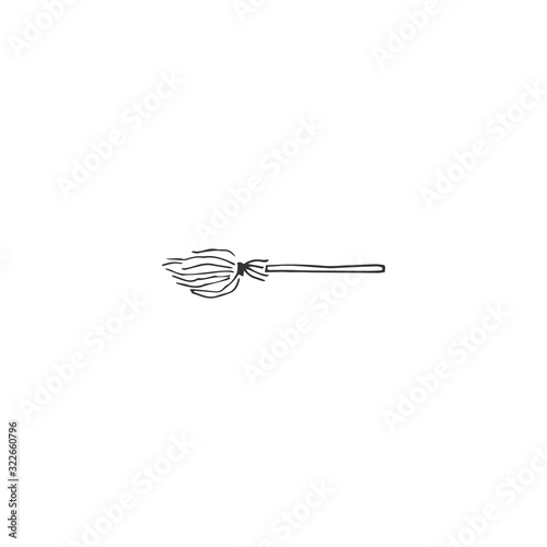 Vector logo element, isolated illustration. Hand drawn icon, witches broom.