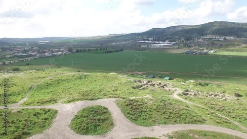 Descending aerial view over ancient ruins of Beit Shemesh. Israel. DJI-0127-09 photo