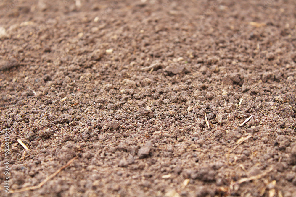 Fresh loosened soil in the garden. Top view. Close-up. Background. Texture. Fresh loosened soil in the garden. Top view. Close-up. Background. Texture.