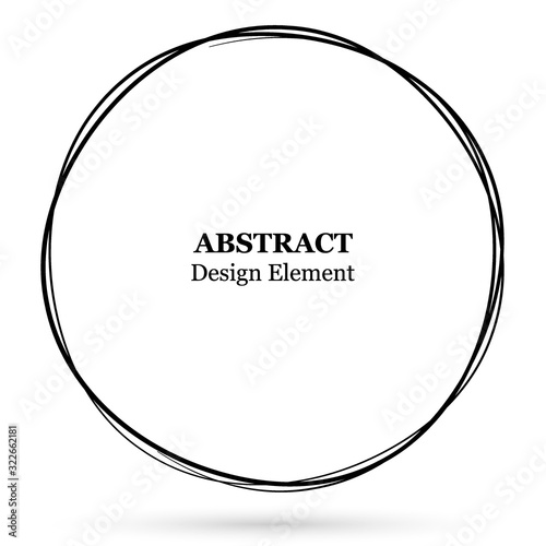 Hand drawn figure for your design. Scribble circle lines vector. Black circular doodle isolated on the white background. Vector abstract logo design element.