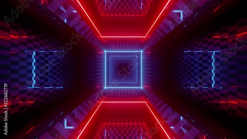 colorful futuristic neon room 3d render animation