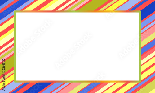 red, green, yellow, lilac, blue straight stripes of different shades diagonally in the form of a rectangular frame. white rectangular blank space