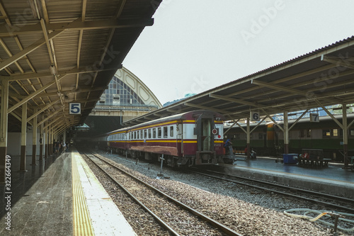 Bangkok Thailand, February 12 2020, Train is parking on platform in Bangkok train station