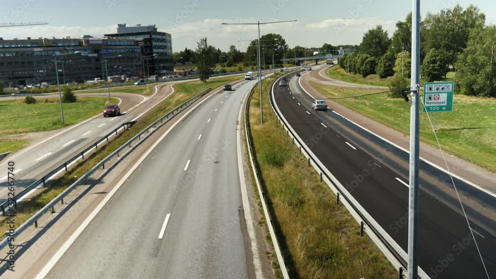 Shot of cars on a highway in Sweden, 2 Shot of cars on a highway in Sweden, 2