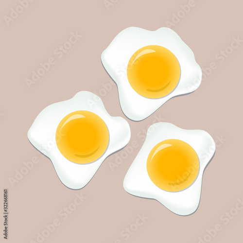 Food pattern with fried egg of various shapes isolated on a light background. Vector illustration