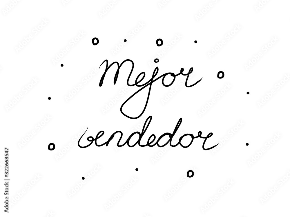Mejor vendedor phrase handwritten with a calligraphy brush. Best seller in spanish. Modern brush calligraphy. Isolated word black