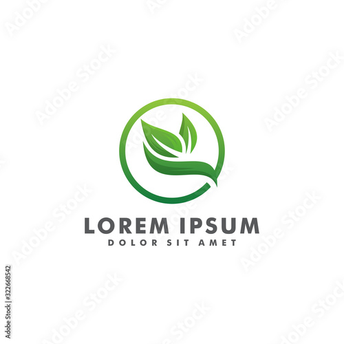 Green leaf logo design template. Environment icon vector