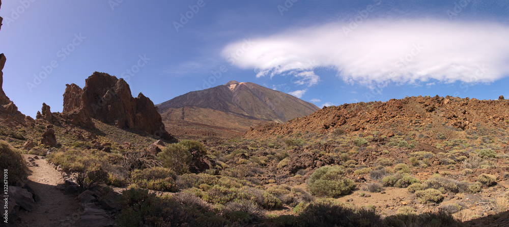 Horizontal panorama of the Teide volcano from its base