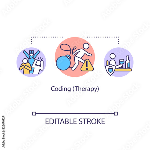 Coding therapy concept icon. Addiction treatment idea thin line illustration. Fake procedure. Convincing technique. Vector isolated outline RGB color drawing. Editable stroke