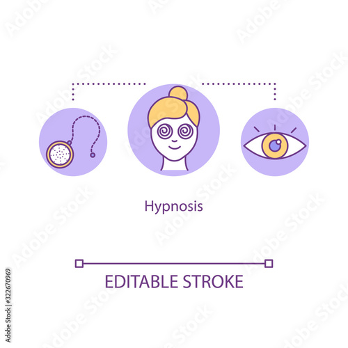 Hypnosis concept icon. Hypnotherapy idea thin line illustration. Reprogramming subconscious mind. Focus, concentration. Hypnotic state. Vector isolated outline RGB color drawing. Editable stroke