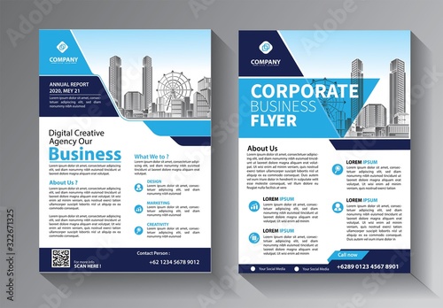 Business abstract vector template. Brochure design, cover modern layout, annual report, poster, flyer in A4 with colorful triangles, geometric shapes for tech, science, market with light background