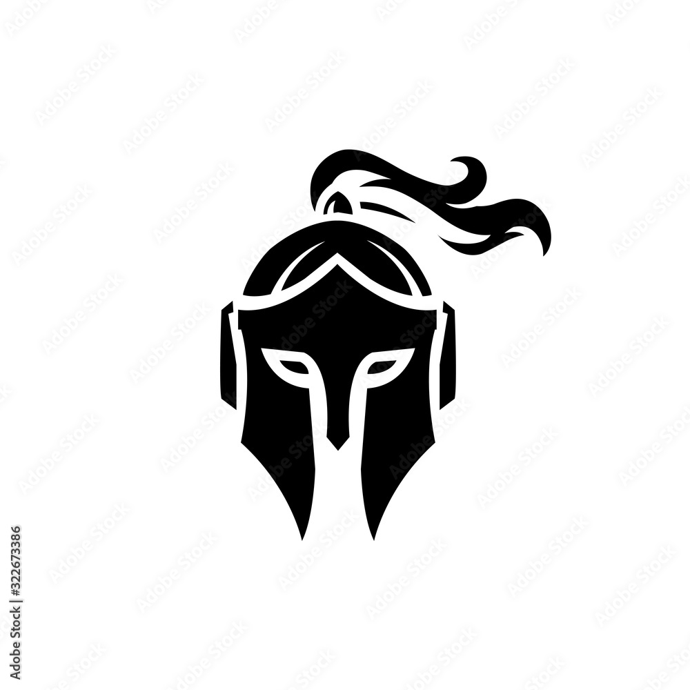 simple unique Spartan logo sparta logo spartan helmet logo vector Stock