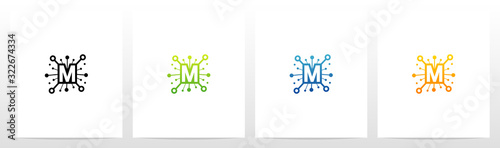  Network Symbol On Letter Logo Design M