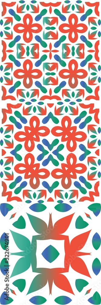 Fototapeta premium National ornaments in multi colored ceramic tiles.