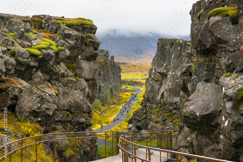 The Eurasian and North American tectonic plates -                Thingvellir National Park - Iceland photo