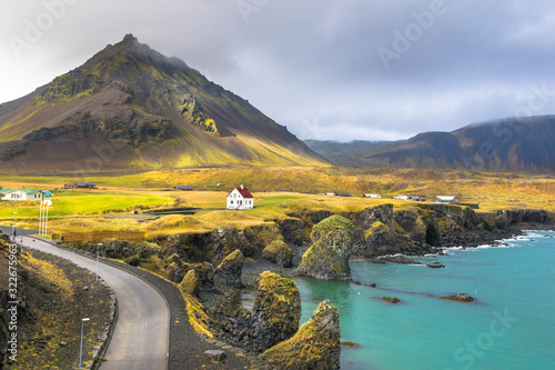 Beautiful  fishing village of Arnarstapi Stapi in Snaefellsnes Peninsula - Iceland photo