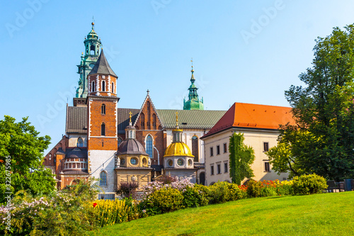 Summer view of Wawel Royal Castle complex in Krakow, Poland. Wawel Castle is the most historically and culturally important site in Poland photo