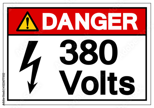 Danger 380 Volts Symbol Sign  Vector Illustration  Isolate On White Background Label .EPS10