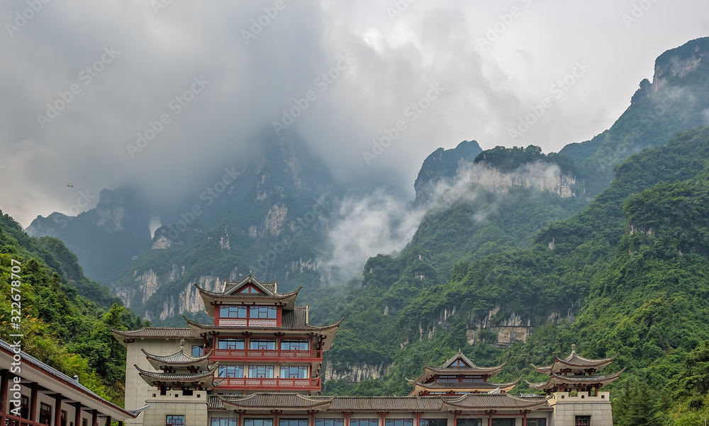 Building marking entrance to the Tianmen Mountain