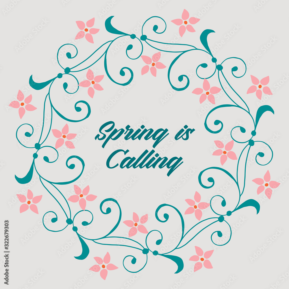 Antique spring calling greeting card design, with leaf and floral frame decor. Vector Antique spring calling greeting card design, with leaf and floral frame decor. Vector