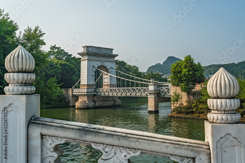 Bridge on the river estuary of Rong Lake photo