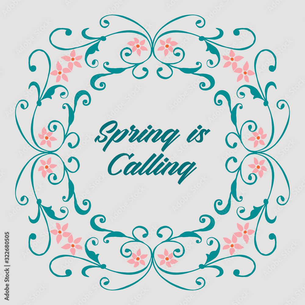 Decoration of spring calling invitation card, with cute leaf and floral frame. Vector Decoration of spring calling invitation card, with cute leaf and floral frame. Vector