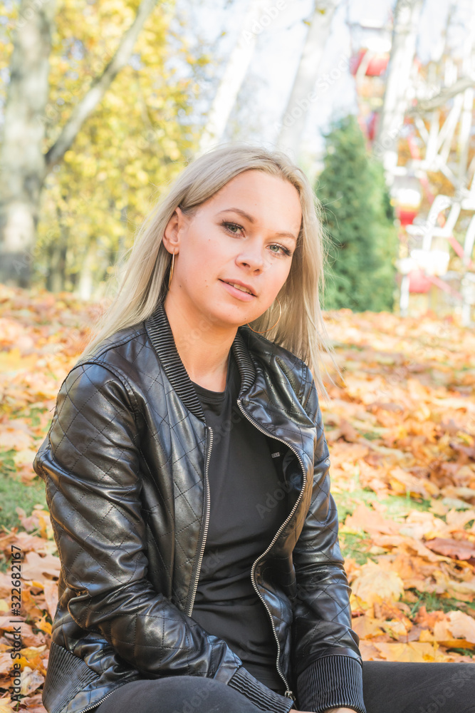 beautiful girl portrait in autumn city park beautiful girl portrait in autumn city park
