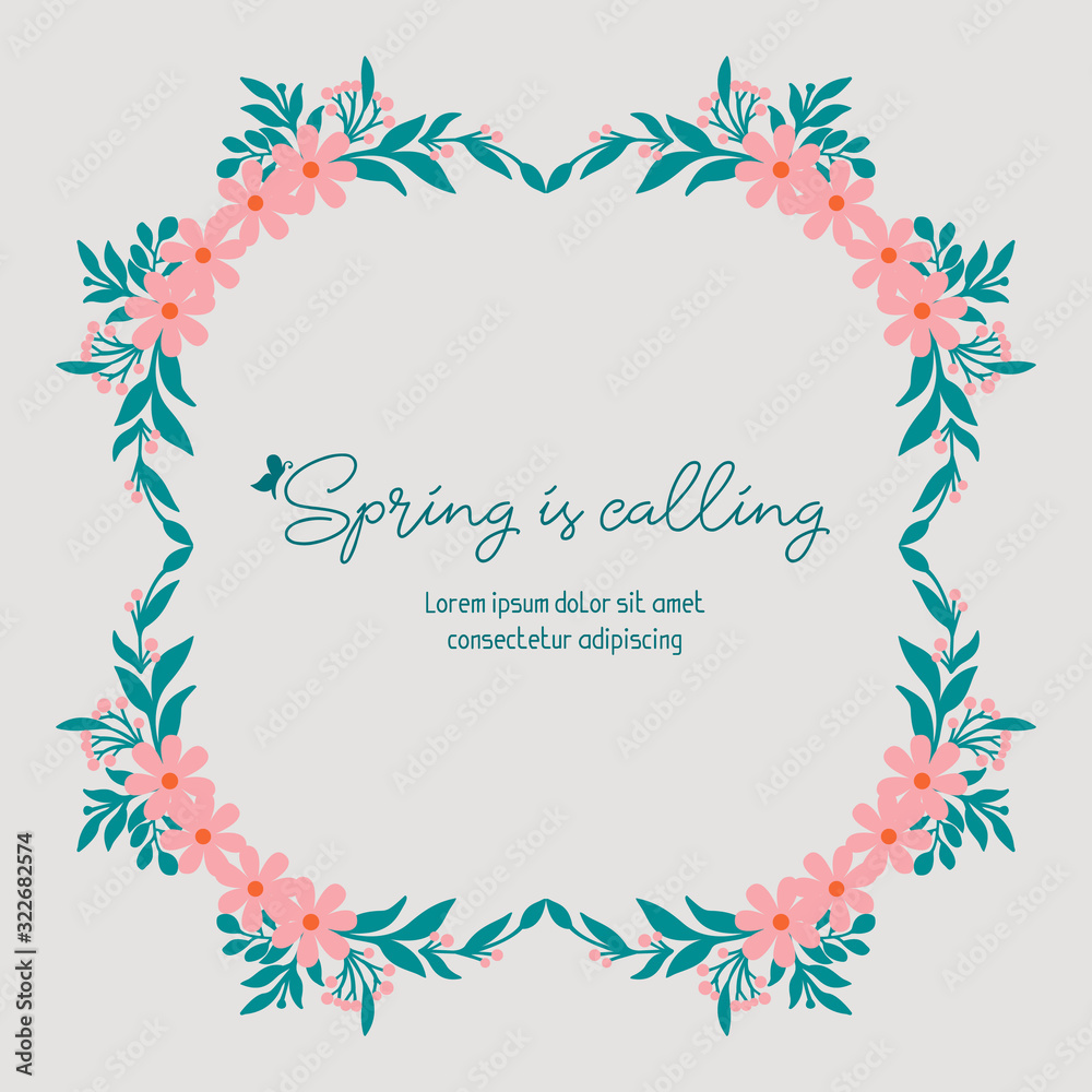 Obraz premium Invitation card for spring, with elegant leaf and floral frame design. Vector