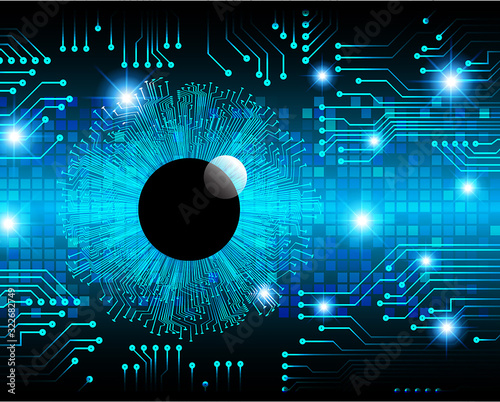 Blue eye cyber circuit future technology concept background