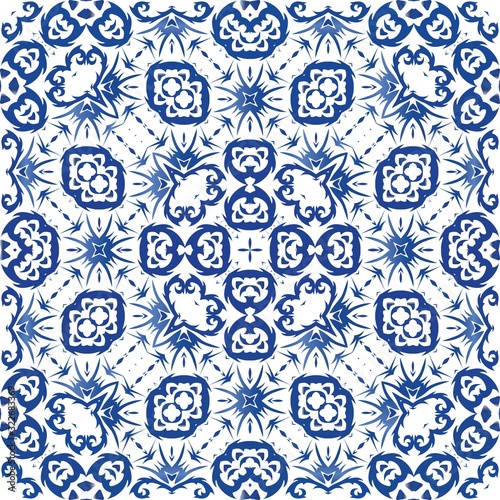 Ornamental azulejo portugal tiles decor.