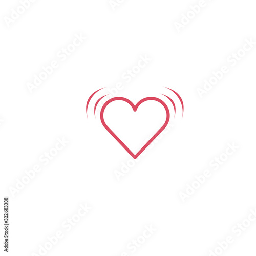 Vibrating Heart Beating with impolse signal. Shaking heart. Linear icon. Stock Vector illustration isolated on blue background.