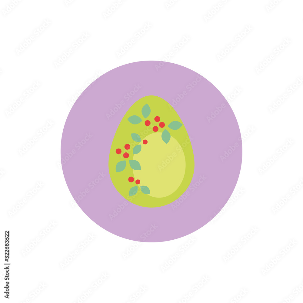 easter egg painted with flowers block style
