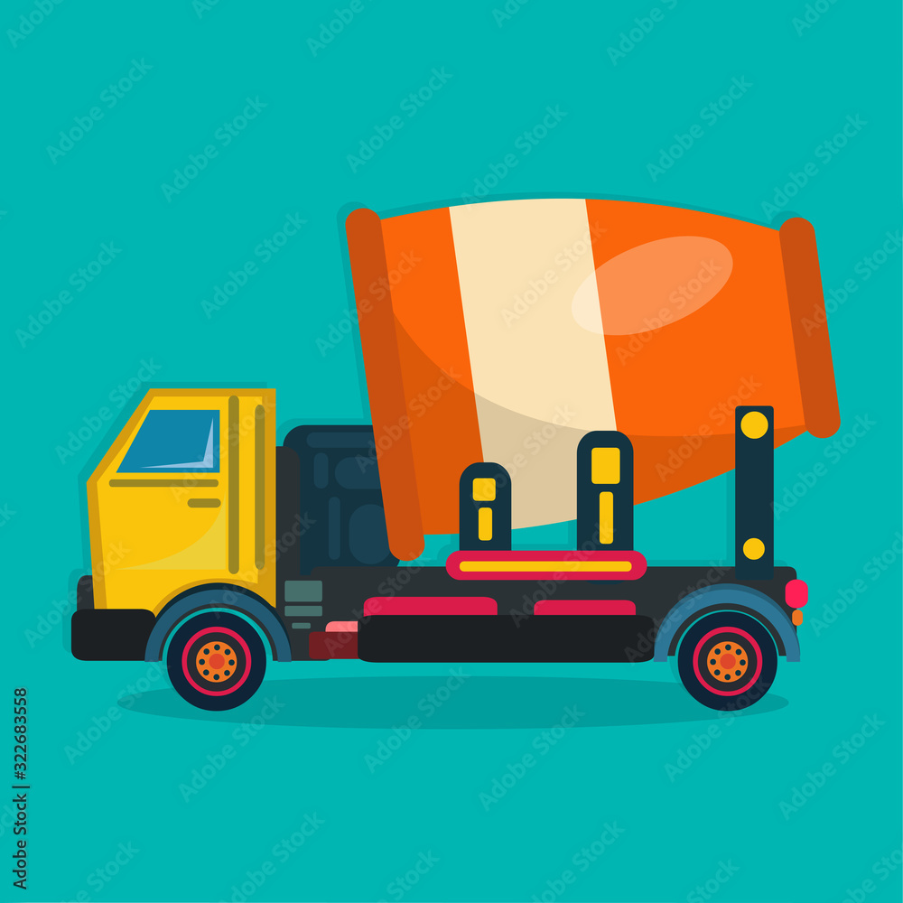 concrete mixer truck for industrial concept vector illustration in flat style concrete mixer truck for industrial concept vector illustration in flat style