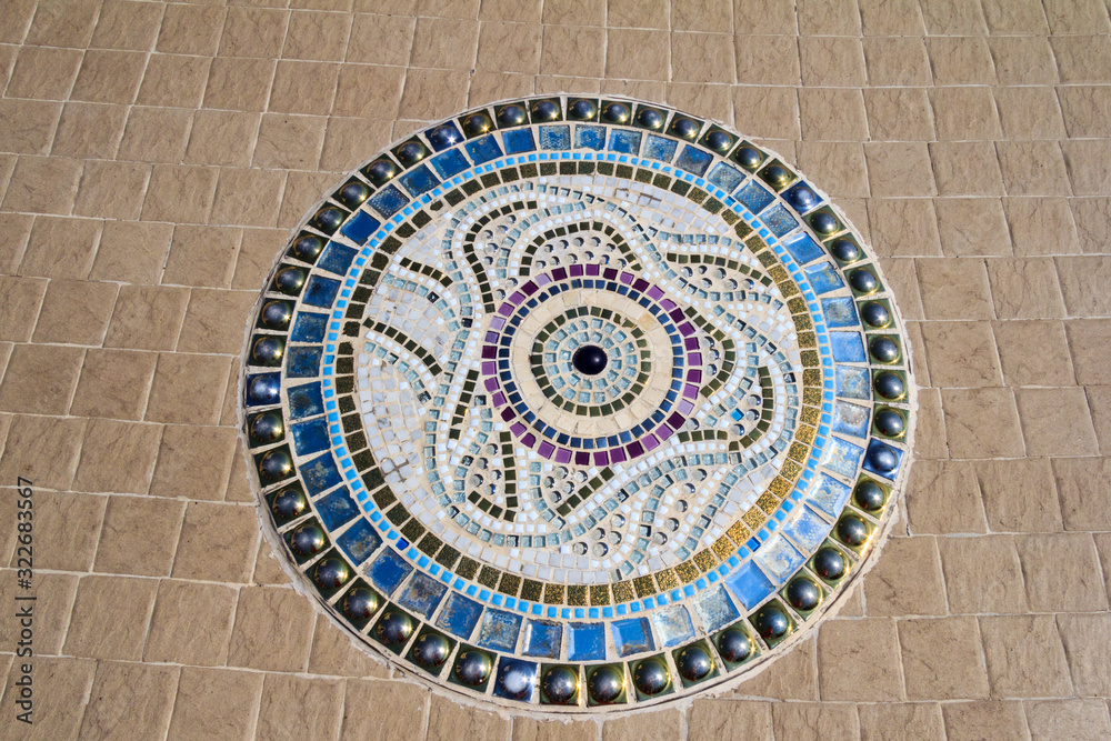 Mosaic design on floor