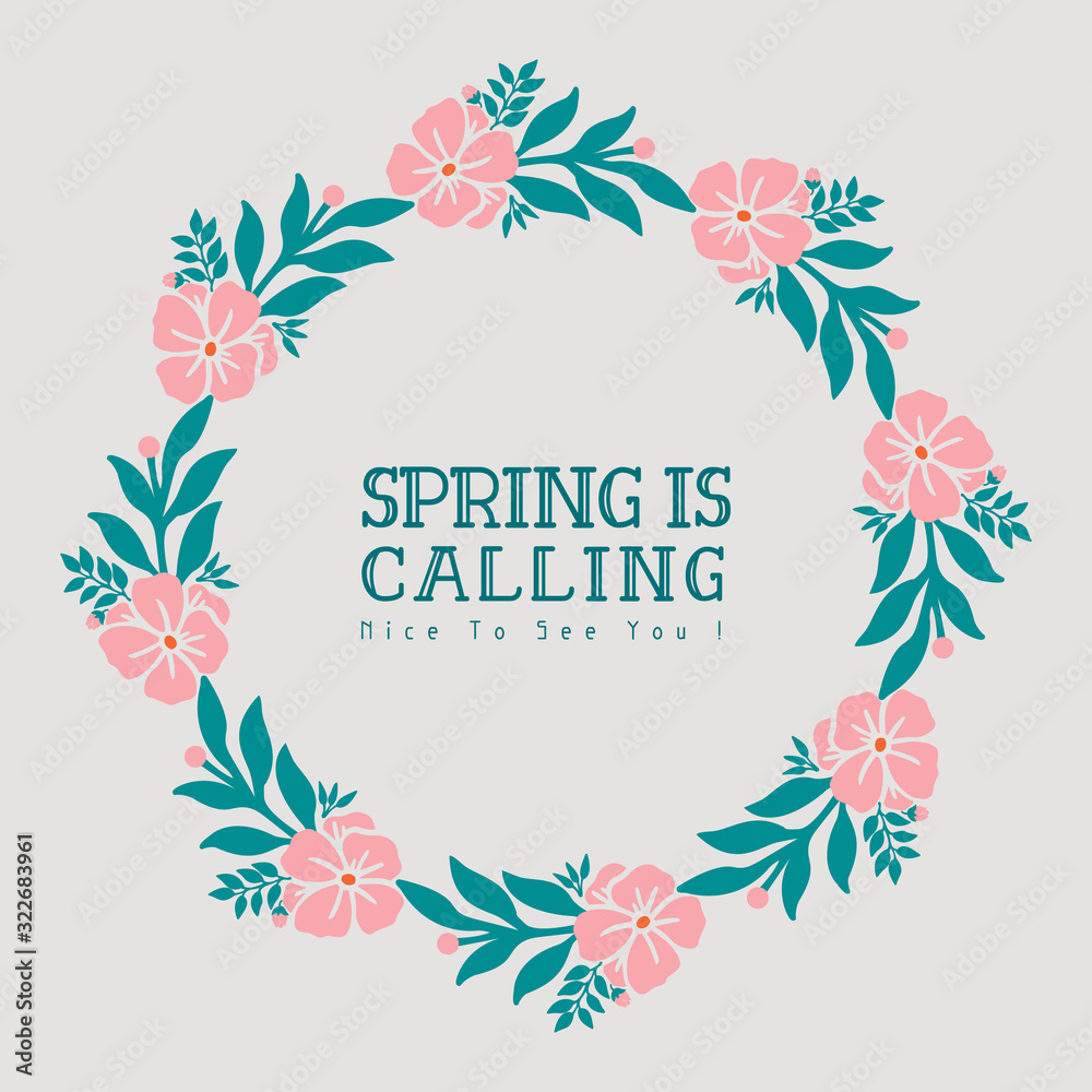 Simple frame design with unique pattern of leaf and floral, for spring greeting card template decor. Vector Simple frame design with unique pattern of leaf and floral, for spring greeting card template decor. Vector