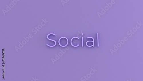 social. colorful 3d rendering type. trend words for the presentation. 3d letters background. render of keyword