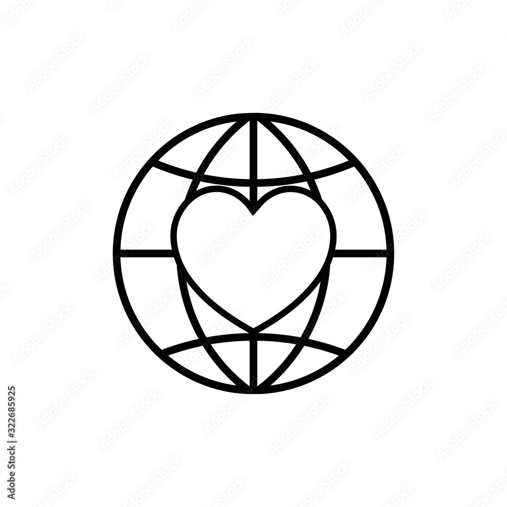 Heart Care icon Globe flat design vector illustration EPS 10 Heart Care icon Globe flat design vector illustration EPS 10