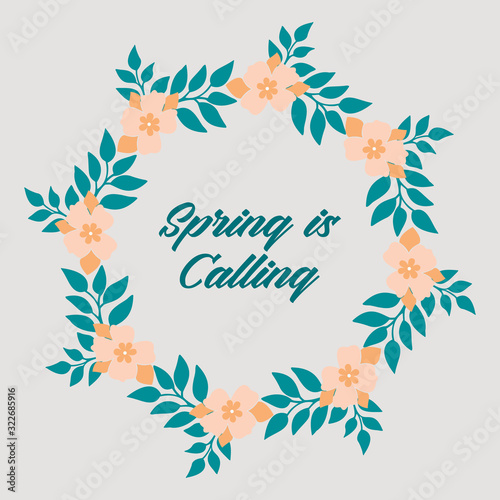 spring celebration invitation card concept, with elegant ornate leaf and wreath frame. Vector
