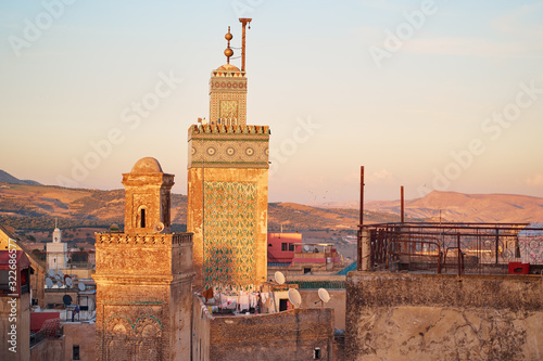 Billede på lærred View of Fez City from the roof top terrace